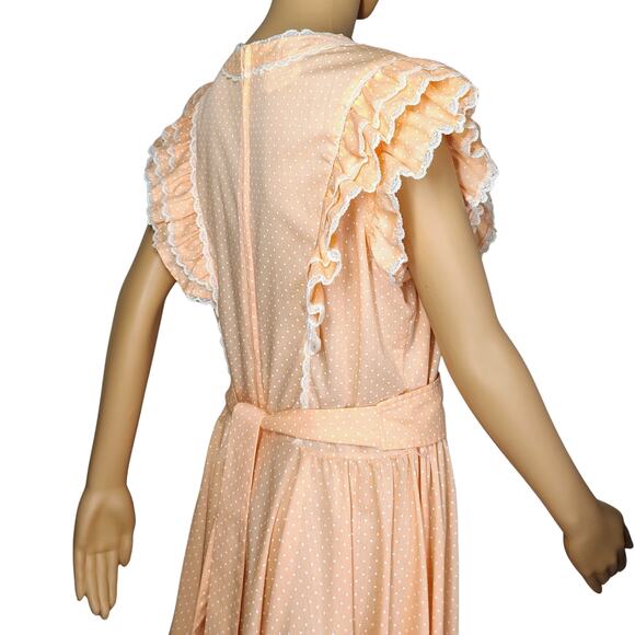 70s Jeri Bee Belted Rockabilly Prairie Square Dance Ruffle Layered Dress Size 16 - Picture 8 of 13